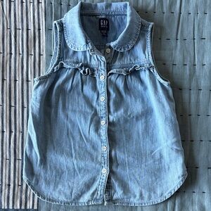 GAP Kids Light Blue Denim Sleeveless Button-Down Shirt